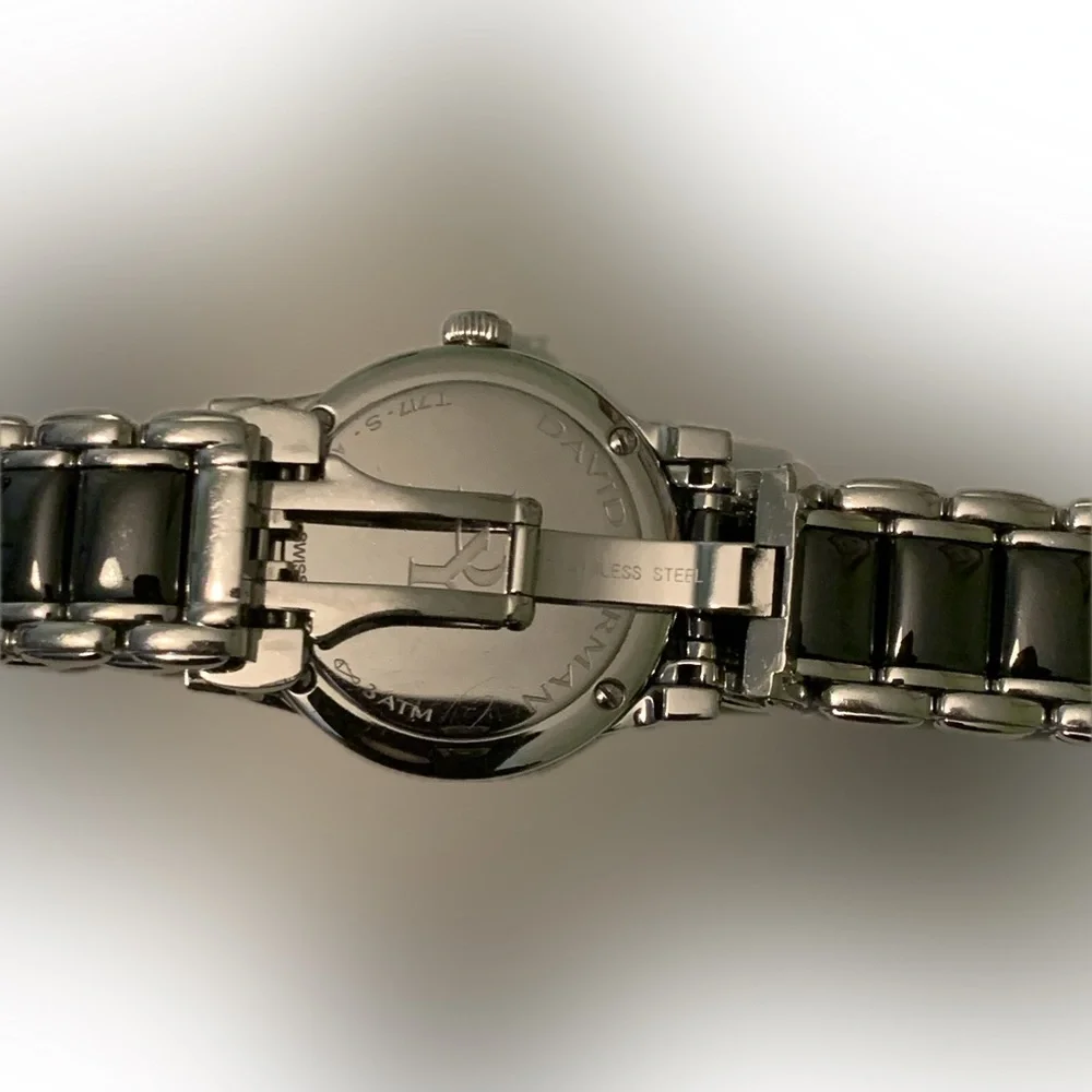 David Yurman Classic Stainless Steel Ceramic And Diamond Watch.  Retail $4,500 - Picture 10 of 10